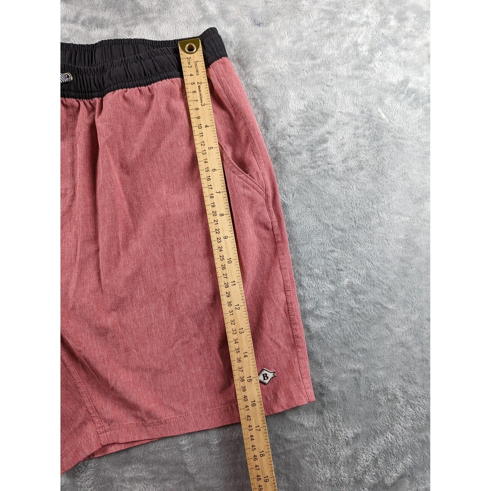 Burlebo Shorts Men Large Red Pink Lined Drawstring Stretch Athletic 7" Inseam - Picture 6 of 11